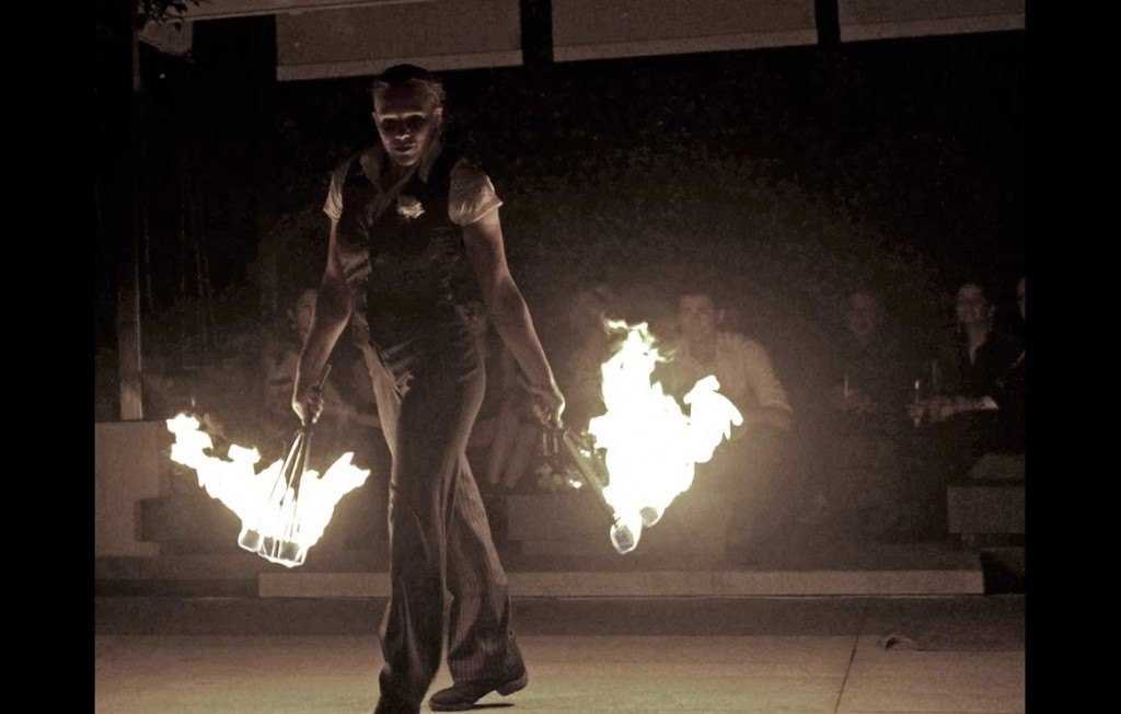 Electroswing fireshows by our circus show corporate entertainment fire group