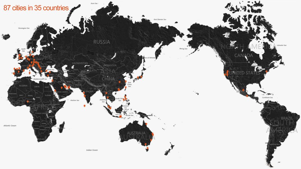 Fire Group international corporate entertainers cirque acts worldwide Travel Map